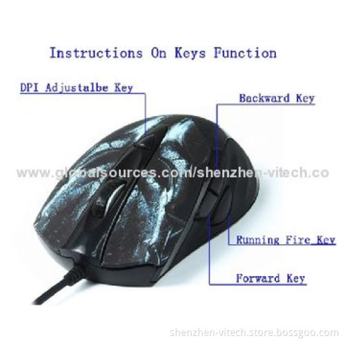 Comfortable USB Optical Mouse with 2,800cpi Adjustable Speed, Rubber Handle Groove